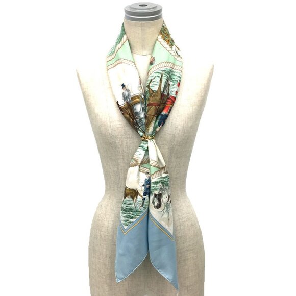 HERMES Blue Silk Scarf - Picture 2 of 3